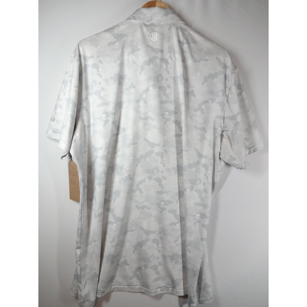 G/FORE Polo Shirt Mens XL Grey Camo Skull Crossbones Performance Golfcore Luxury - Picture 2 of 5